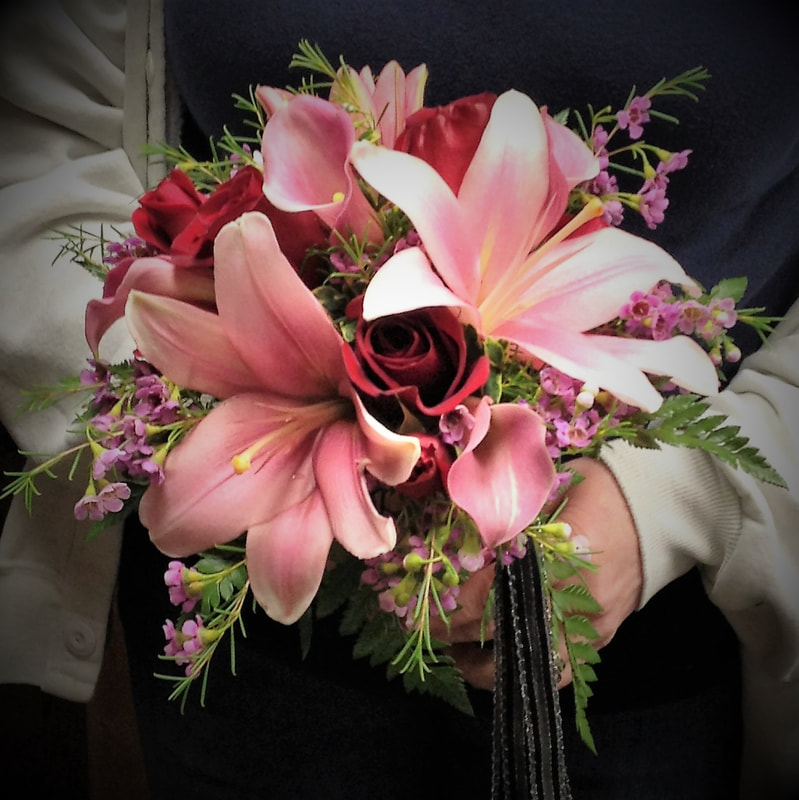 Pink Lily & Red Rose Bouquet
