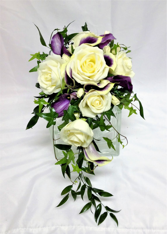 Cascading Purple & White Bridal Bouquet