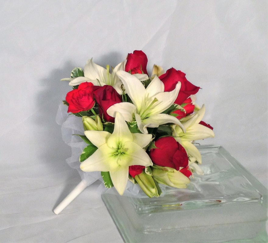 Rose & Lily Bouquet in Holder