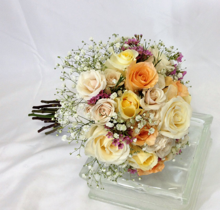 Cream Peach and Pink Rose Bouquet