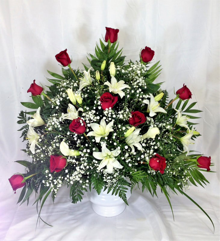 Red Rose & White Lily Alter Arrangement