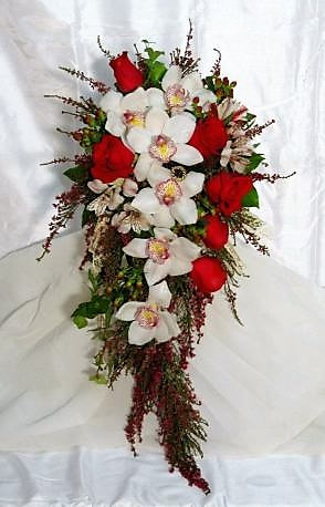 Orchid and Rose Cascading Bouquet