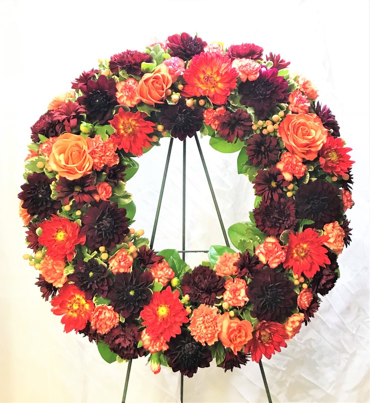 Orange & Maroon Memorial Wreath