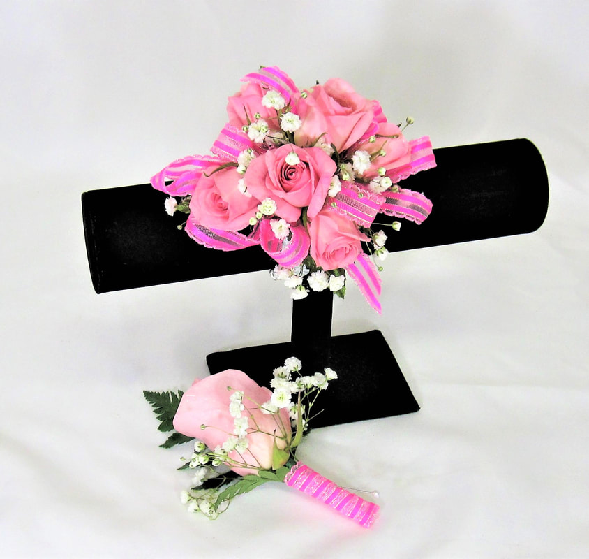 Light Pink Rose Corsage and matching Bout