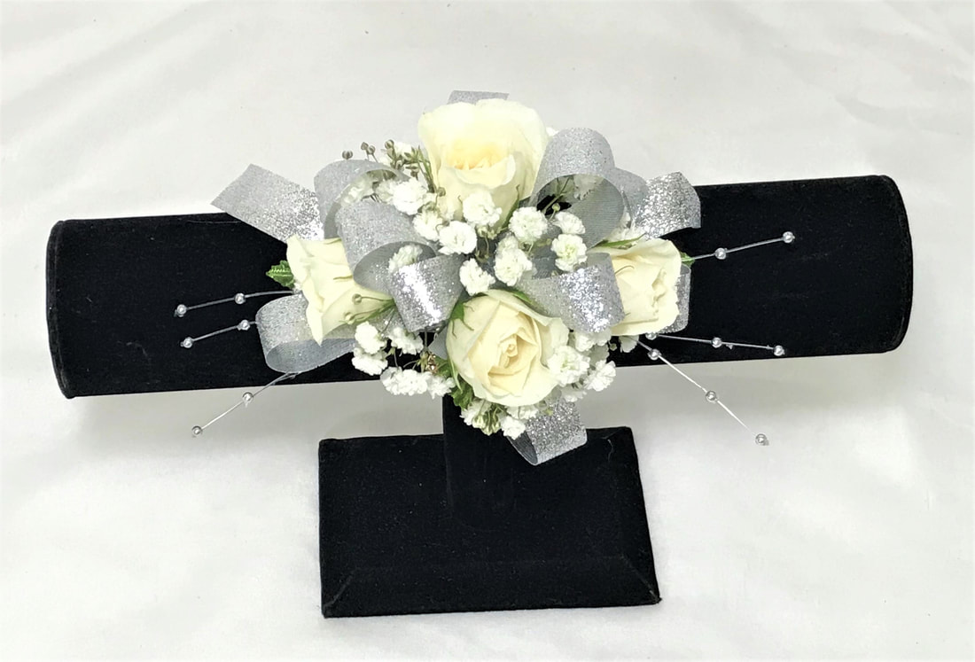White rose wrist corsage