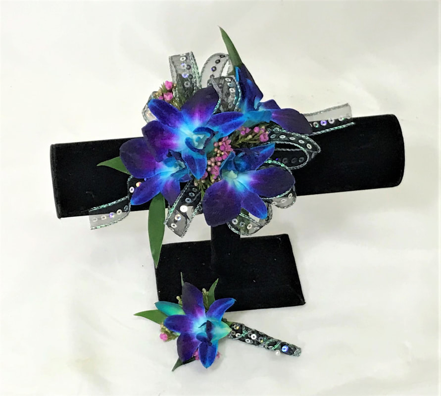 Blue Orchid Corsage & Boutonniere