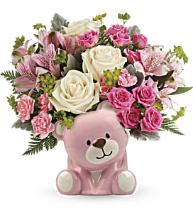 Precious Pink Bear Bouquet - Deluxe