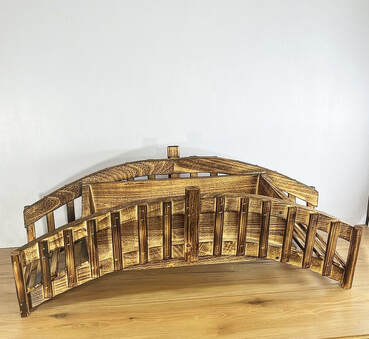 Handcrafted Wooden Bridge Planter - empty