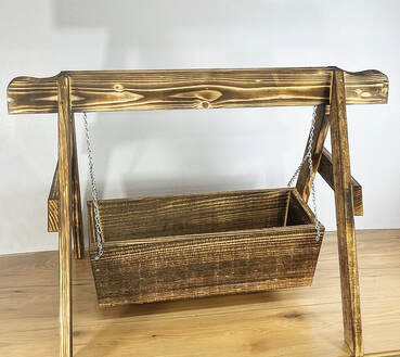 Handcrafted Wooden Bridge Planter - empty