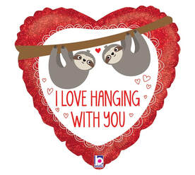 Valentine's Day mylar balloon w/ 2 sloths 